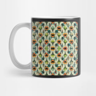 Seamless pattern of summer colored flowers and leaves Mug